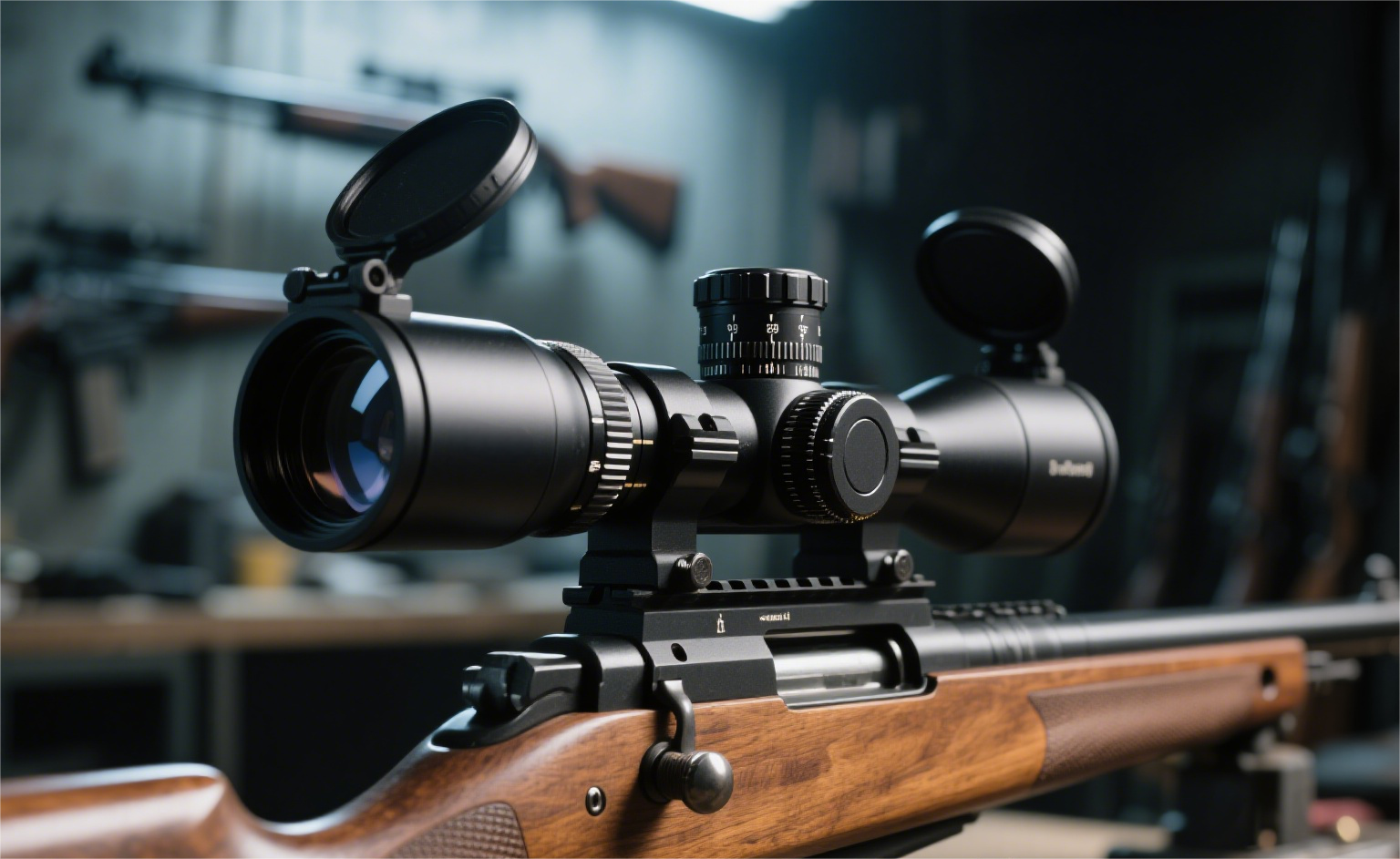 Rifle scope close-up